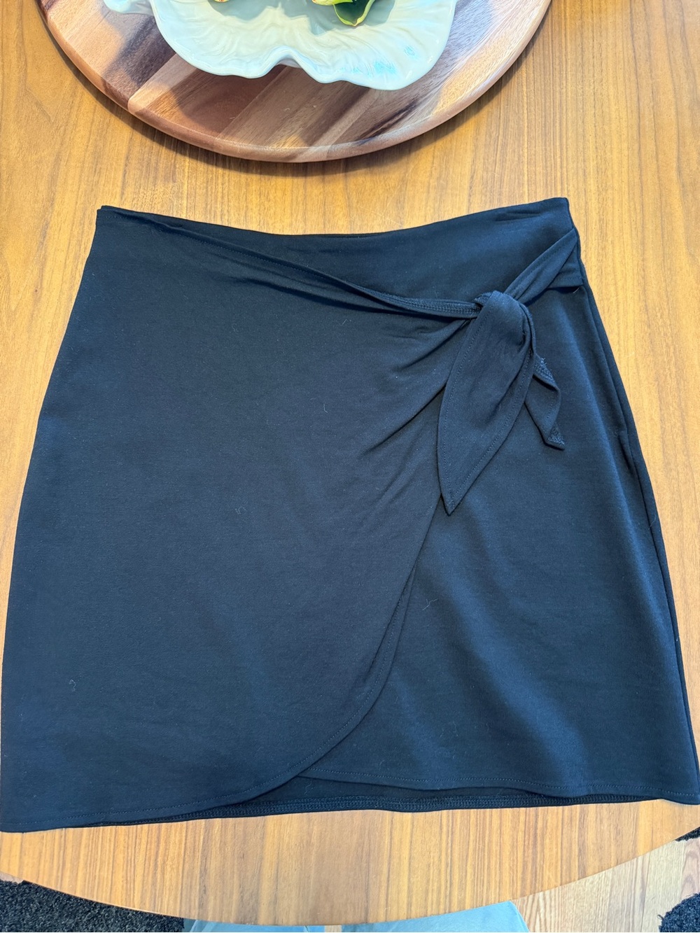 LOFT Black Tie-Wrap Mini Skirt